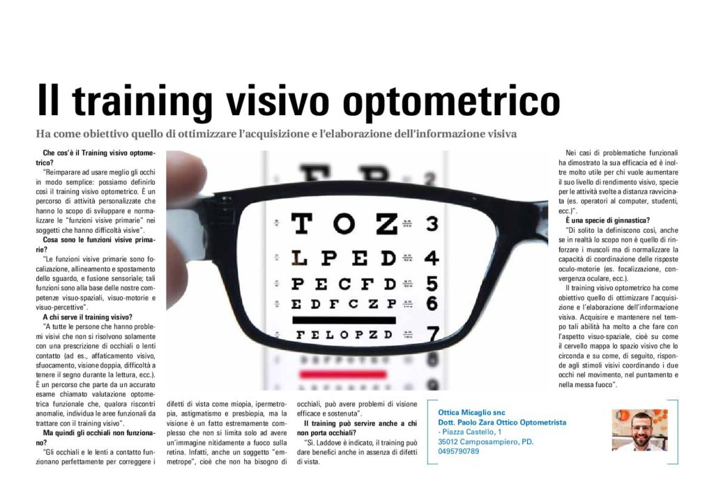 Il Training Visivo Optometrico